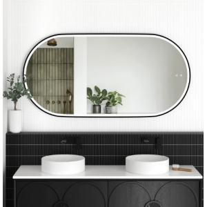 Noosa Led 1500(H)x750(W) Black Metal Frame Mirror- Install Horizontal or Vertical